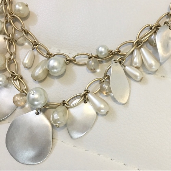 Two Strand Pearl & Pearlized Gold Chain Necklace - Picture 7 of 8